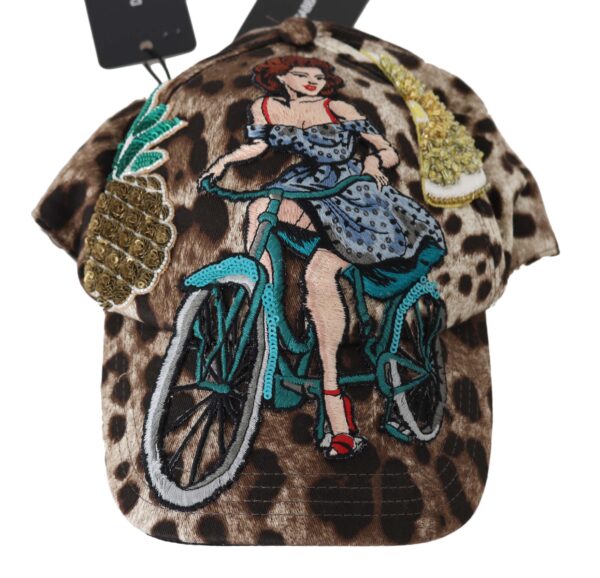 ⁦Dolce & Gabbana Elegant Sequined Leopard Baseball Cap⁩ – תמונה ⁦4⁩
