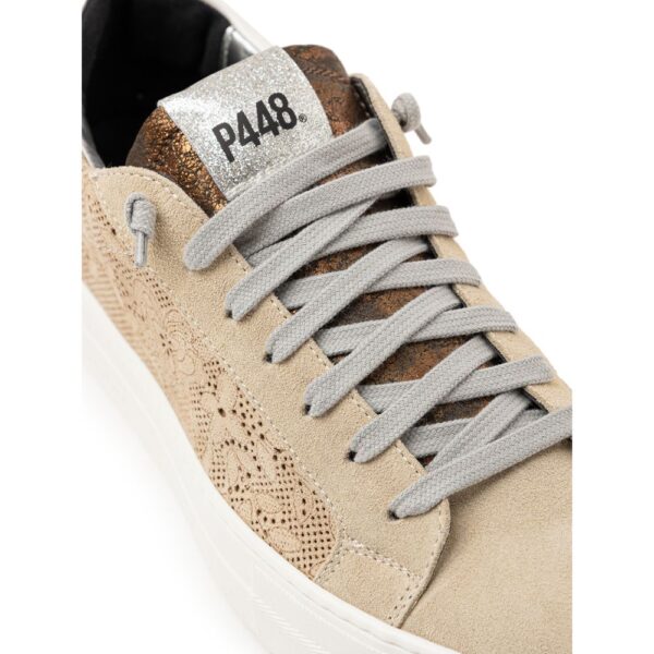 ⁦P448 Beige Leather Sneaker⁩ – תמונה ⁦4⁩