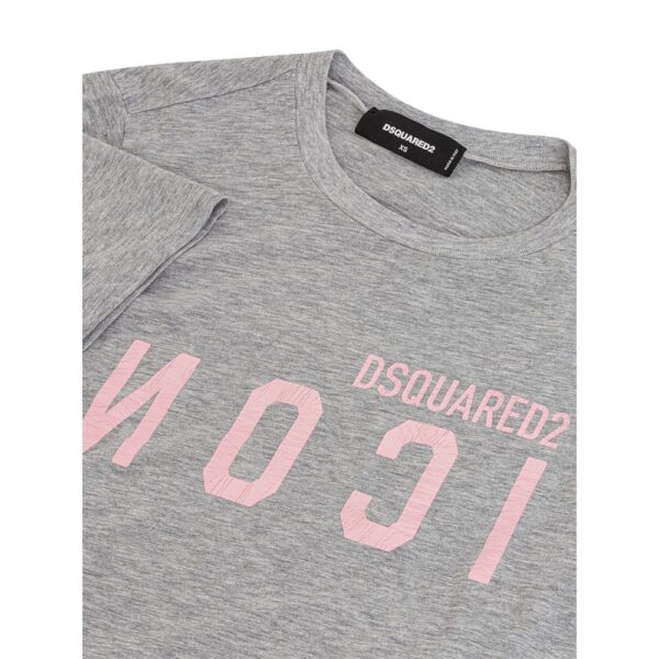 ⁦Dsquared² Elegant Gray Cotton Top for Women⁩ – תמונה ⁦3⁩