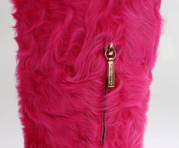 ⁦Dolce & Gabbana Elegant Pink Lambskin Fur Boots⁩ – תמונה ⁦7⁩