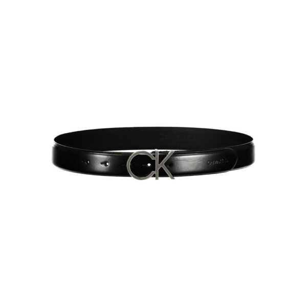 ⁦Calvin Klein Elegant Black Leather Belt with Metal Buckle⁩ – תמונה ⁦2⁩