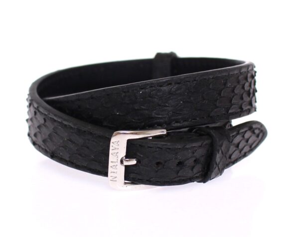 ⁦Nialaya Exquisite Black Snakeskin Silver Bracelet⁩ – תמונה ⁦2⁩