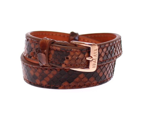 ⁦Nialaya Chic Snakeskin Leather & Gold Cuff Bracelet⁩ – תמונה ⁦2⁩