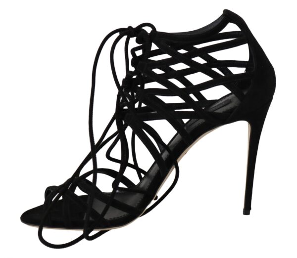 ⁦Dolce & Gabbana Elegant Black Suede Gladiator Stilettos⁩ – תמונה ⁦5⁩