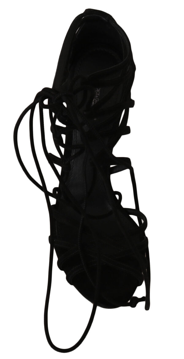 ⁦Dolce & Gabbana Elegant Black Suede Gladiator Stilettos⁩ – תמונה ⁦7⁩