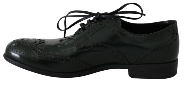 ⁦Dolce & Gabbana Elegant Green Brogues Oxford Wingtip Flats⁩ – תמונה ⁦2⁩