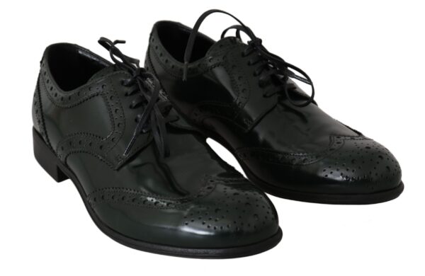 ⁦Dolce & Gabbana Elegant Green Brogues Oxford Wingtip Flats⁩ – תמונה ⁦5⁩