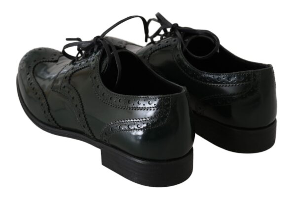⁦Dolce & Gabbana Elegant Green Brogues Oxford Wingtip Flats⁩ – תמונה ⁦6⁩