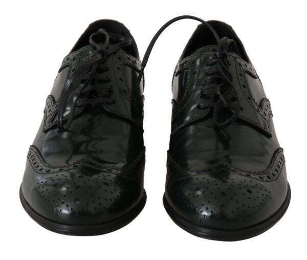 ⁦Dolce & Gabbana Elegant Green Brogues Oxford Wingtip Flats⁩ – תמונה ⁦7⁩