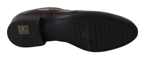⁦Dolce & Gabbana Elegant Brown Leather Oxford Flats⁩ – תמונה ⁦6⁩