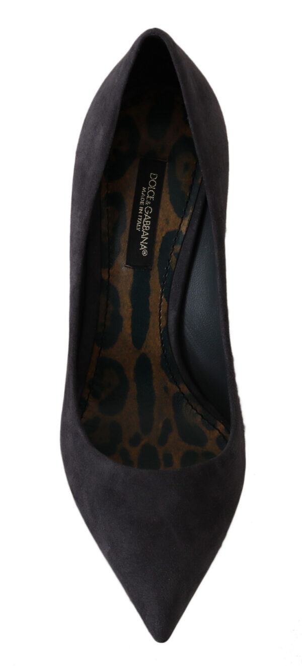 ⁦Dolce & Gabbana Elegant Gray Suede Stiletto Pumps⁩ – תמונה ⁦2⁩