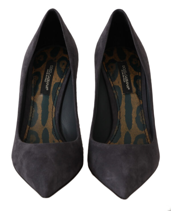 ⁦Dolce & Gabbana Elegant Gray Suede Stiletto Pumps⁩ – תמונה ⁦3⁩
