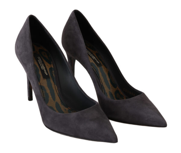⁦Dolce & Gabbana Elegant Gray Suede Stiletto Pumps⁩ – תמונה ⁦4⁩