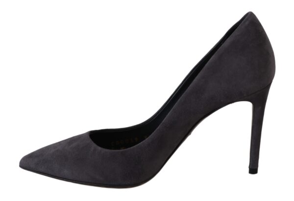 ⁦Dolce & Gabbana Elegant Gray Suede Stiletto Pumps⁩ – תמונה ⁦6⁩