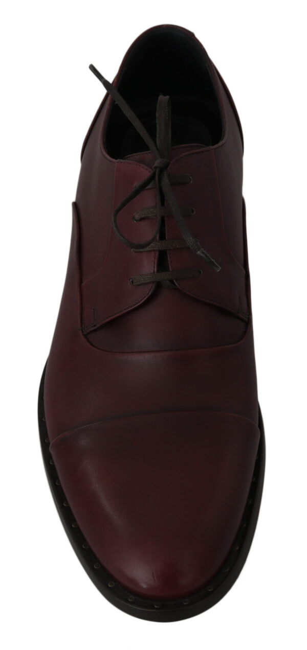 ⁦Dolce & Gabbana Elegant Bordeaux Leather Dress Shoes⁩ – תמונה ⁦7⁩