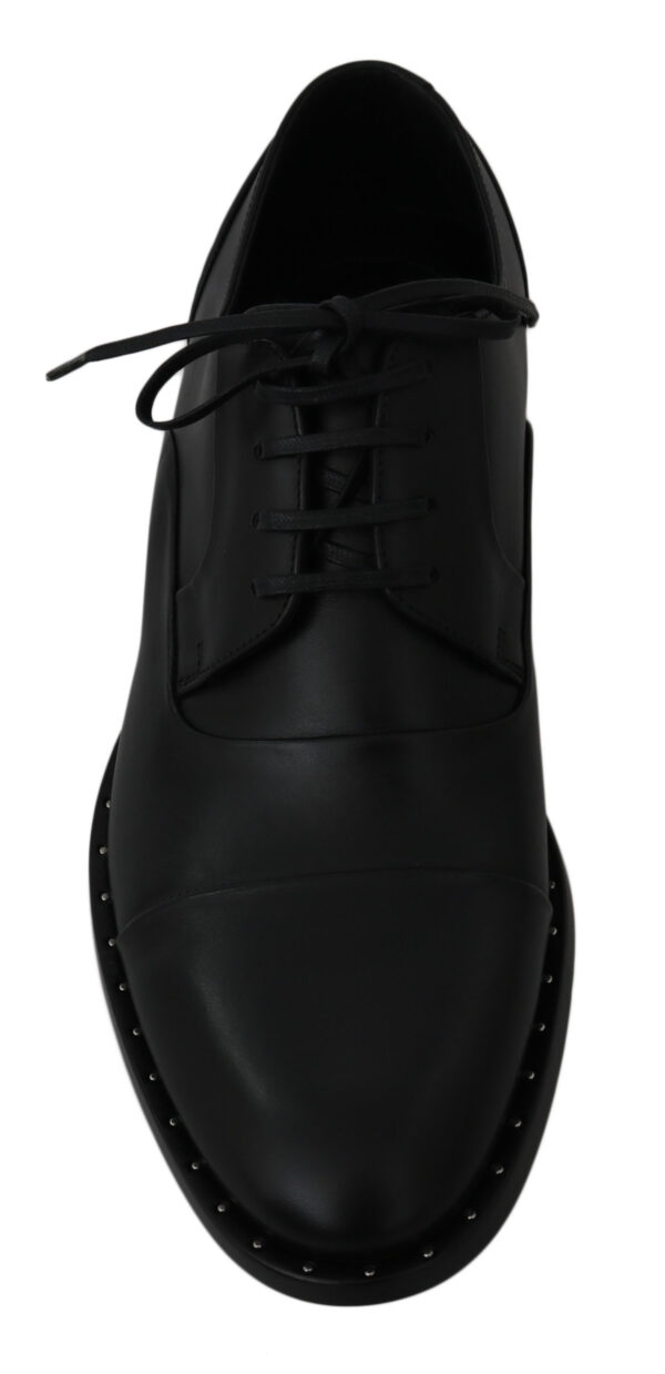 ⁦Dolce & Gabbana Sleek Black Leather Formal Dress Shoes⁩ – תמונה ⁦7⁩