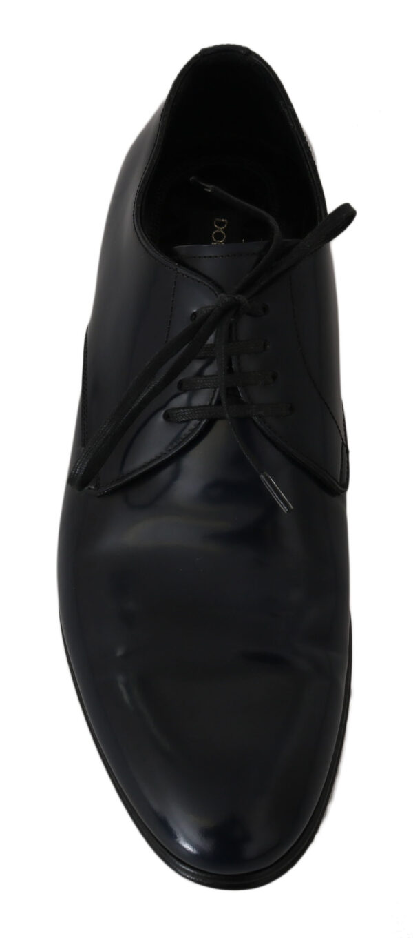 ⁦Dolce & Gabbana Elegant Dark Blue Leather Derby Dress Shoes⁩ – תמונה ⁦3⁩