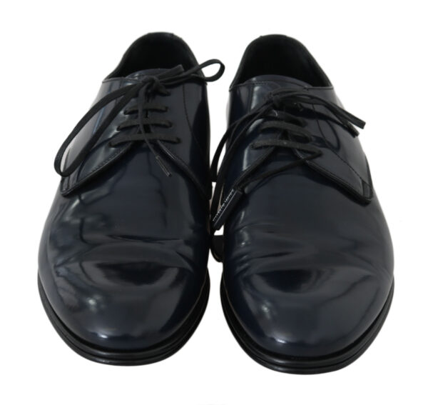 ⁦Dolce & Gabbana Elegant Dark Blue Leather Derby Dress Shoes⁩ – תמונה ⁦4⁩
