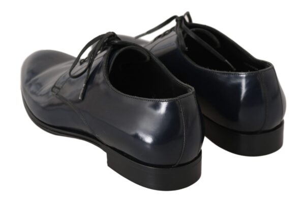⁦Dolce & Gabbana Elegant Dark Blue Leather Derby Dress Shoes⁩ – תמונה ⁦6⁩