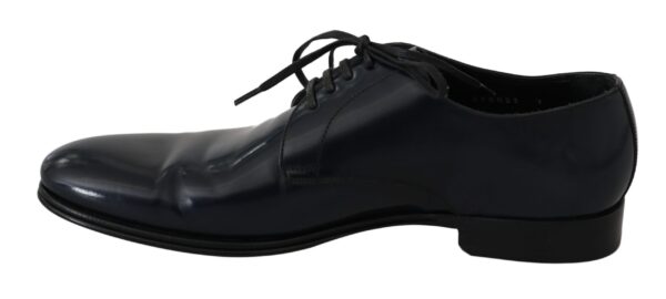 ⁦Dolce & Gabbana Elegant Dark Blue Leather Derby Dress Shoes⁩ – תמונה ⁦7⁩