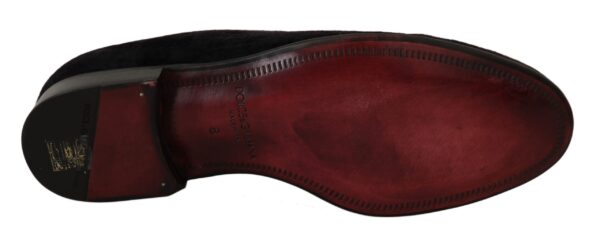 ⁦Dolce & Gabbana Elegant Black Loafers with Gold Crown Embroidery⁩ – תמונה ⁦2⁩