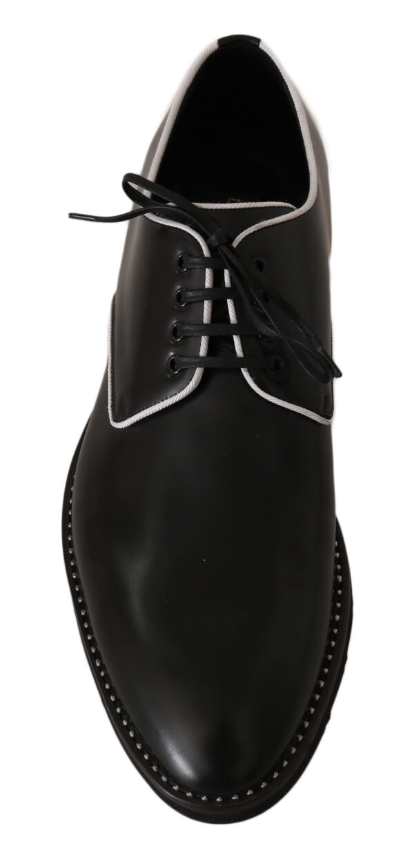 ⁦Dolce & Gabbana Elegant Black Leather Derby Dress Shoes⁩ – תמונה ⁦2⁩