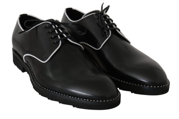 ⁦Dolce & Gabbana Elegant Black Leather Derby Dress Shoes⁩ – תמונה ⁦4⁩