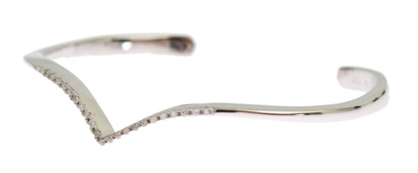 ⁦Nialaya Elegant Silver Bangle Cuff with Clear CZ Accents⁩ – תמונה ⁦2⁩