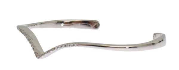 ⁦Nialaya Elegant Silver Bangle Cuff with Clear CZ Accents⁩ – תמונה ⁦4⁩