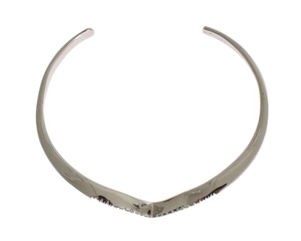 ⁦Nialaya Elegant Silver Bangle Cuff with Clear CZ Accents⁩ – תמונה ⁦5⁩