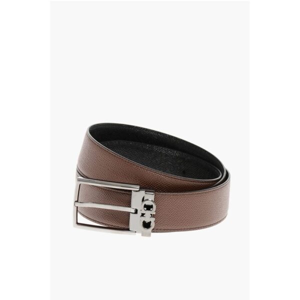 Salvatore Ferragamo Grain de Poudre Leather Belt with Reversible Design 35mm
