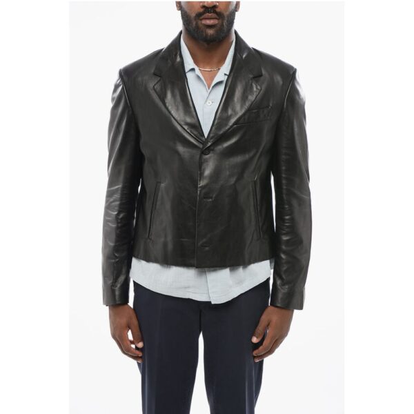 Salvatore Ferragamo Lamb Leather Blazer with Flush Pockets